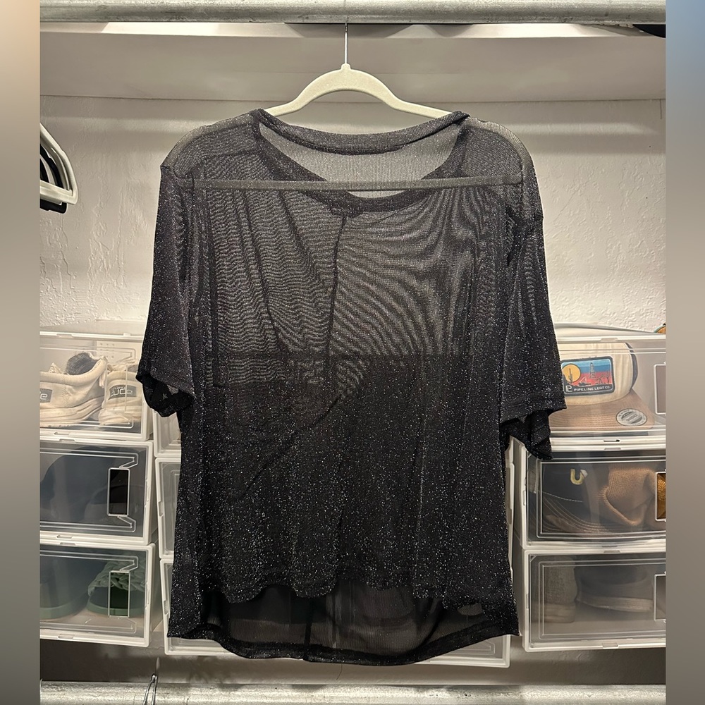 See through glitter tee shirt